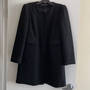 Zara Black Coat with Shoulder Pads